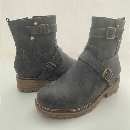 Bottes Martin à tête ronde tendance pour femmes avec boucle de ceinture