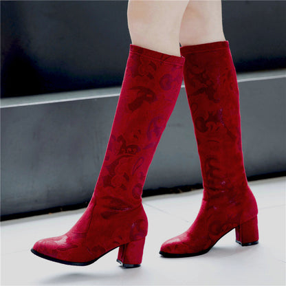 Women's high tube pattern boots