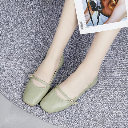 Small leather shoes Korean retro grandma shoes