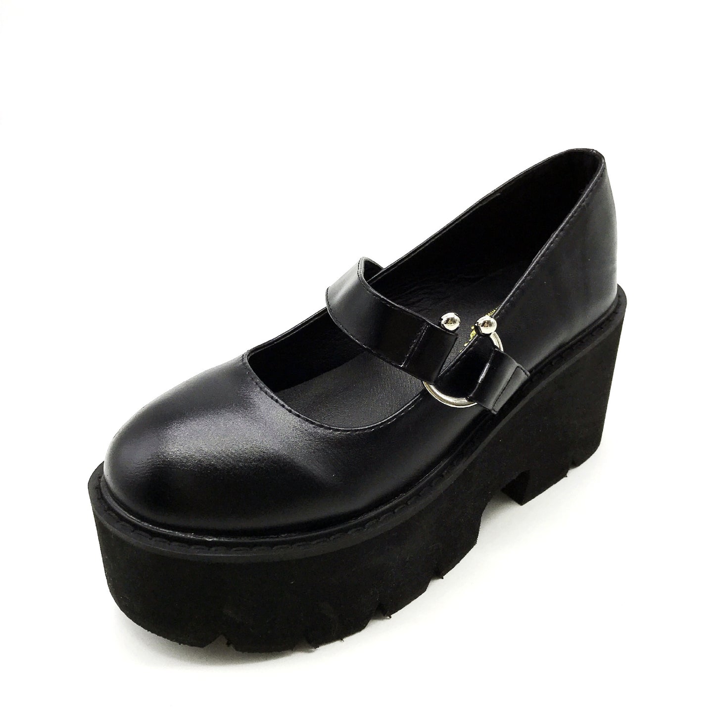 Round buckle retro platform platform shoes