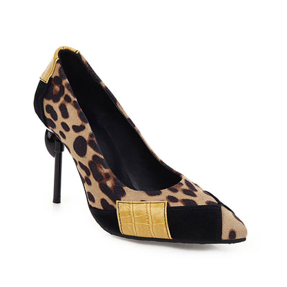 Sexy leopard print spliced stiletto heels