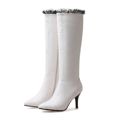 Stiletto pointed toe high knight boots