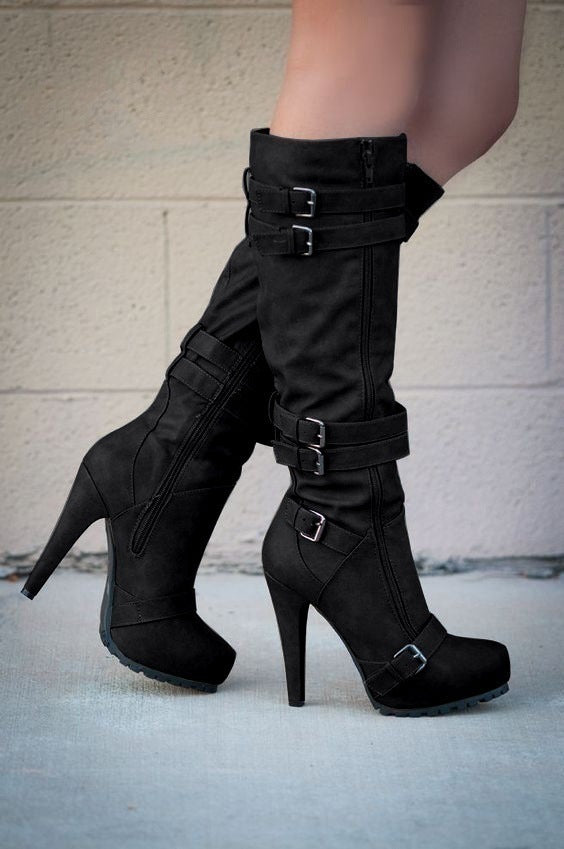 Fashion high-heeled platform high-top women's boots