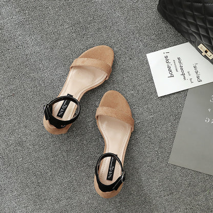 Nueva versión coreana de verano de zapatos de tacón alto ahuecados con tacón áspero para mujer, sandalias, zapatos de mujer Guangzhou 50240