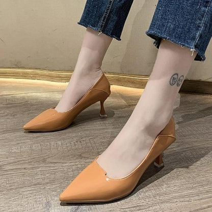 Zapatos de mujer con tacón de aguja sencillo de estilo francés para niña