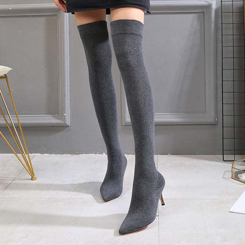 Chaussettes fines Bottes Tube long Bottes fines tout-aller Bottes au-dessus du genou