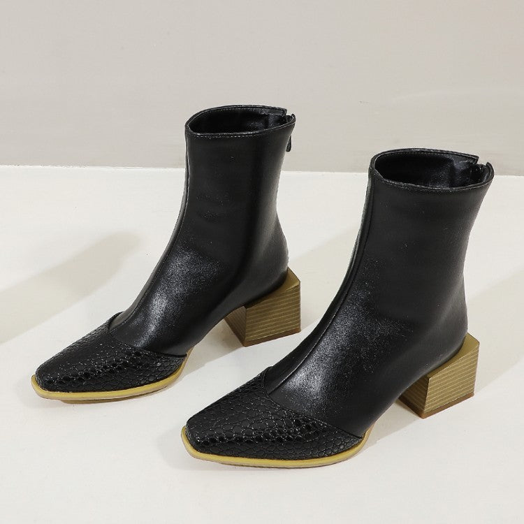 Botas cortas británicas de talla grande para mujer, botas Martin con cremallera y tacón grueso y puntiagudo, botas de cuero para mujer