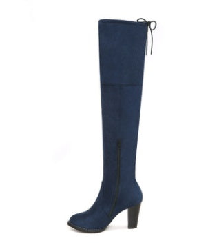 Bottes à tête ronde avec talons hauts, fermeture éclair latérale, bottes au-dessus du genou, code de taille, bottes pour femmes sur mesure