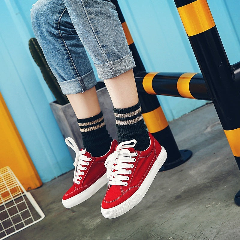 2021 star white shoes low shoes casual shoes help female Korean female students all-match cloth shoes