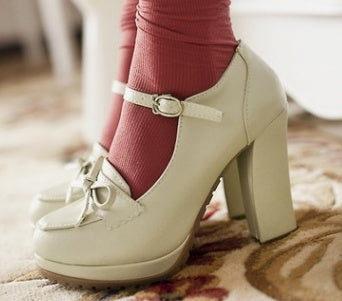 Bowknot high heels thick heel