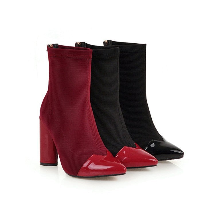 High heel pointed toe short boots