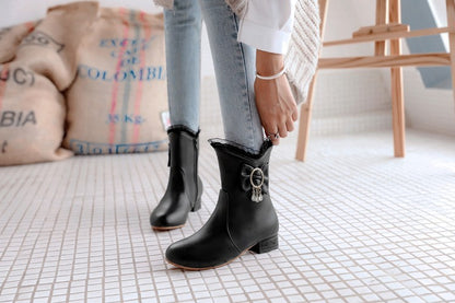 All-match Square Heel Low Heel Women's Boots