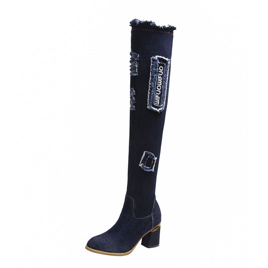 Stovepipe Boots Plus Velvet Non-Drop Elastic Boots