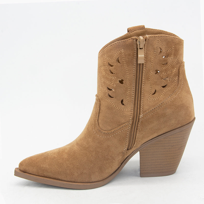 High heel solid color sleeve ankle boots