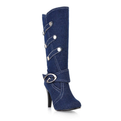 Cloth stiletto high heel high boots