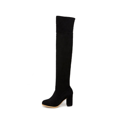 High-heeled thick-heeled frosted boots