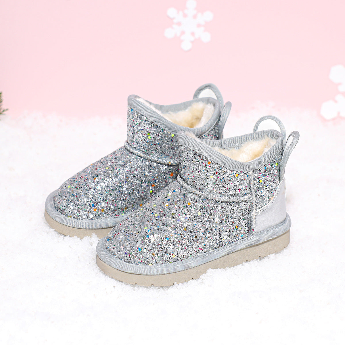 Girls Snow Boots Children's Baby Thickening And Velvet Winter