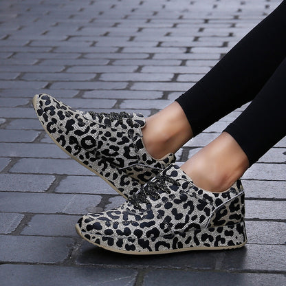 Women's leopard print long-moving shoes