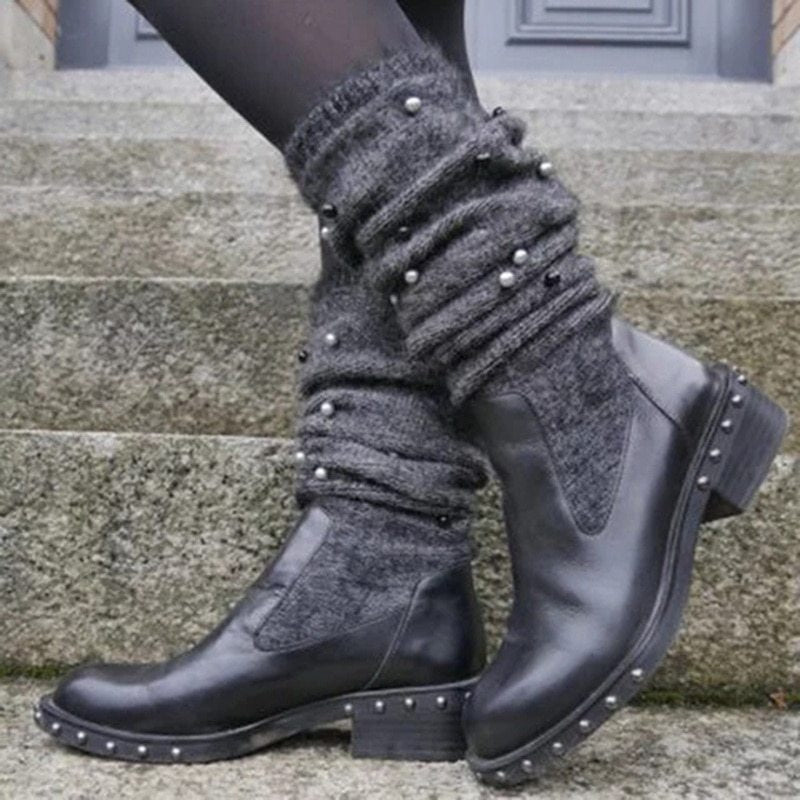 Explosion style women's boots with rhinestones