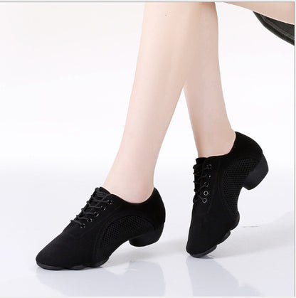 Latin Dance Shoes Female Breathable Oxford Cloth Net