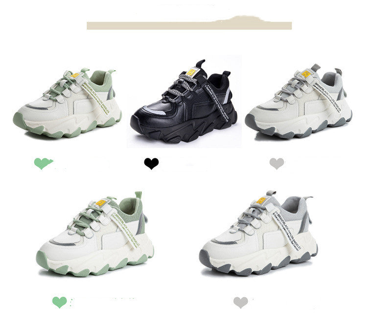 Zapatos casuales deportivos para papá con suela gruesa de cuero genuino que combinan con todo