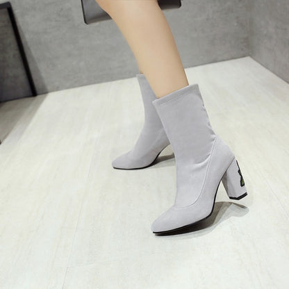 Women's shoes gray boots embroidered ethnic style