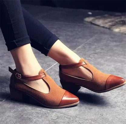 Women's shoes thick with ankle boots women's boots British pointed shallow mouth scrub with women's shoes