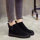 Women's black flat boots winter plus velvet