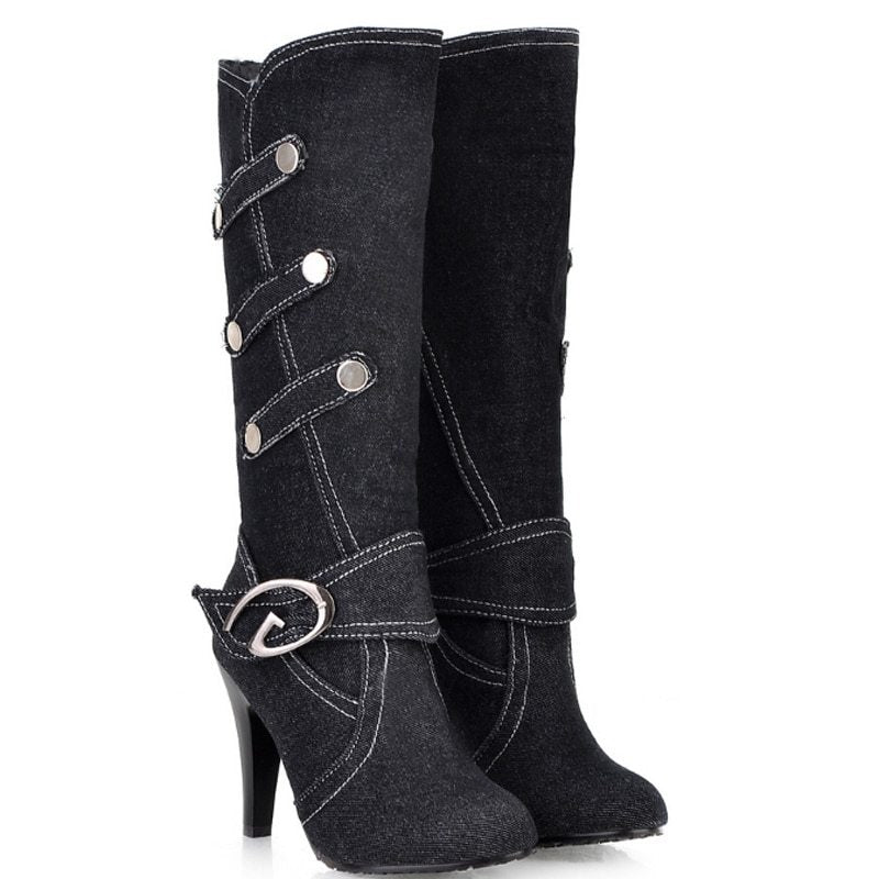 Cloth stiletto high heel high boots