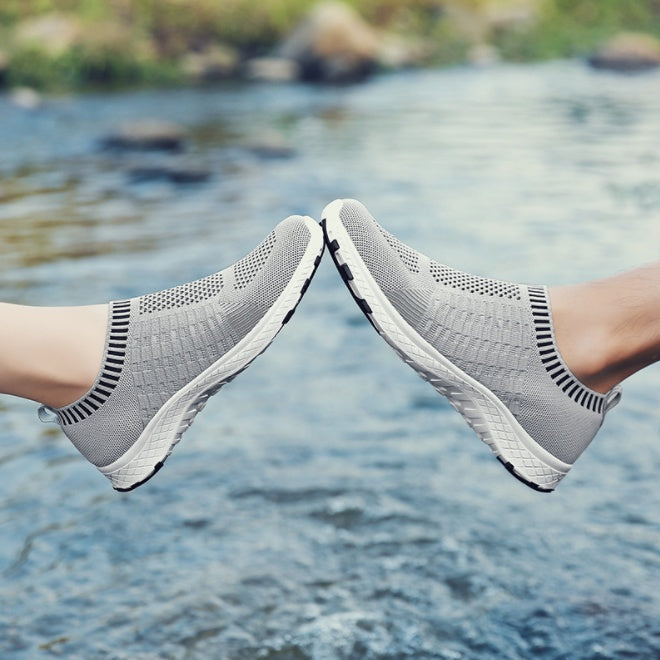 Zapatos de tela de verano, zapatos de malla para mujer, zapatos deportivos de verano transpirables, suela suave, para caminar de mediana edad