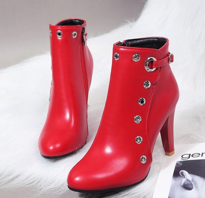 Red high heel nude boots