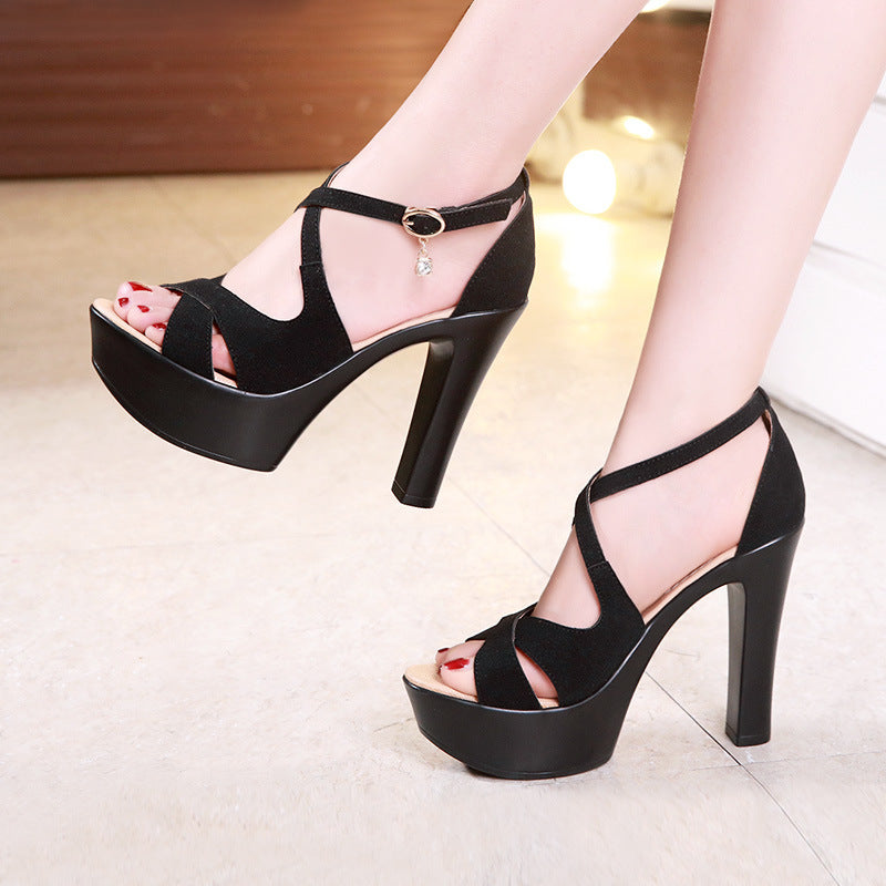 Solid Color Toe Fish Mouth Model Catwalk Shoes