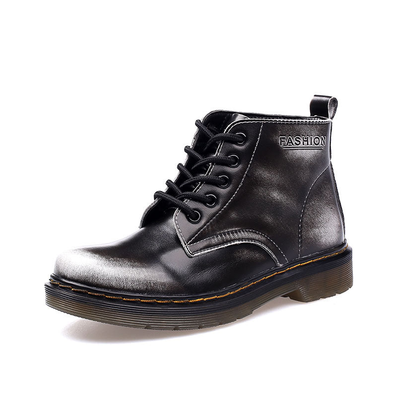 Women's Cattle Tendon Leather Low Cylinder Martin Locomotive Boots