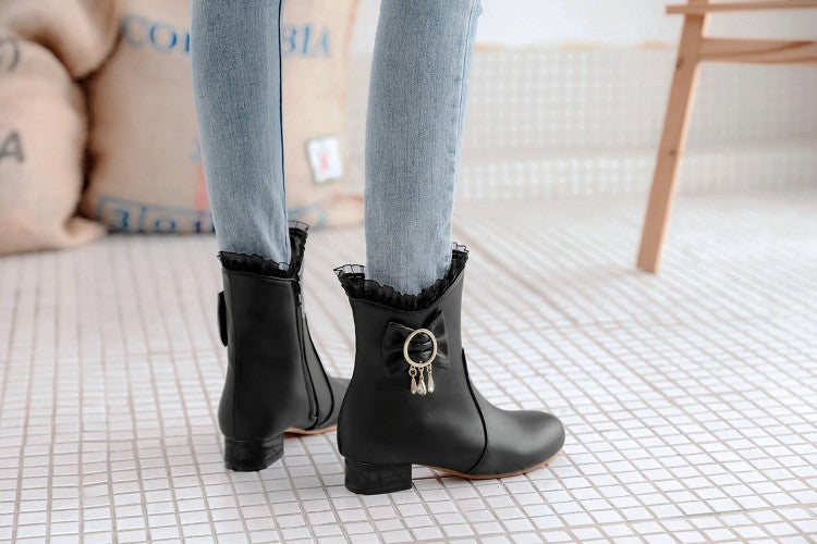 All-match Square Heel Low Heel Women's Boots