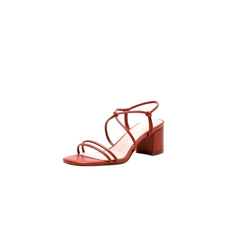 Simple wild sandals solid color thin belt