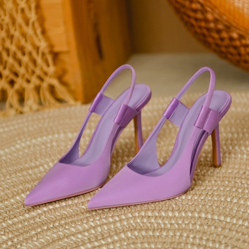 Women's Solid Color Pointed Toe Stiletto Sandals