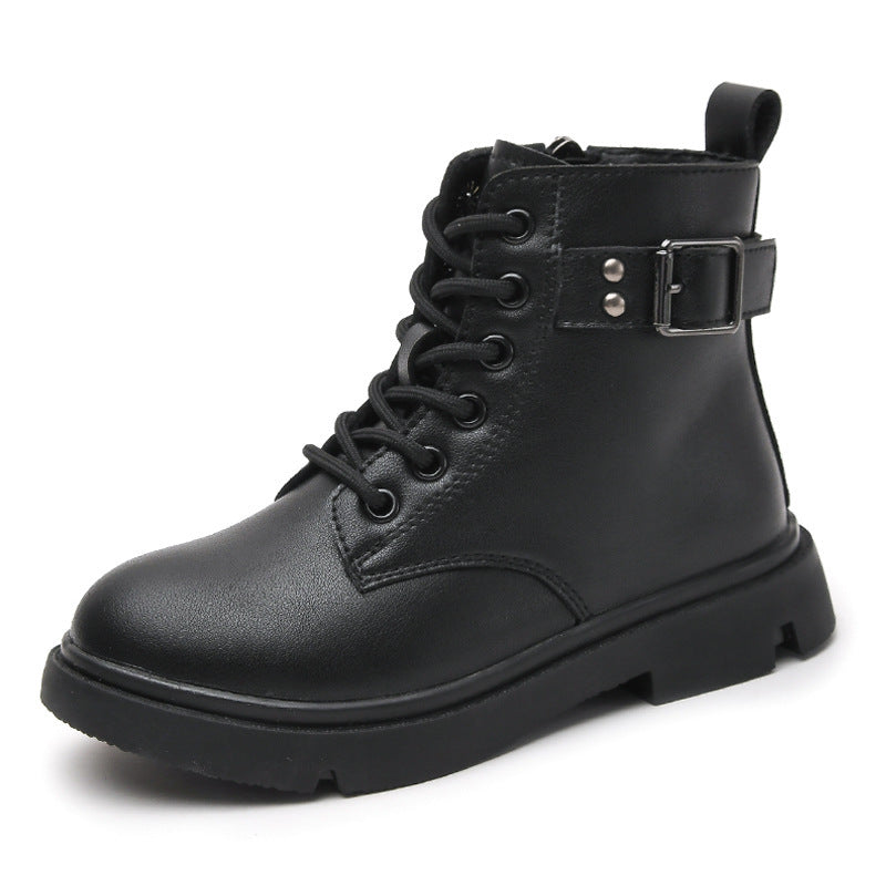 Chaussures pour enfants de style britannique, bottes en cuir à semelles souples, bottes courtes pour enfants