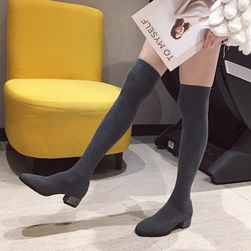 Thin Socks Boots Long Tube All-match Thin Boots Over The Knee Boots