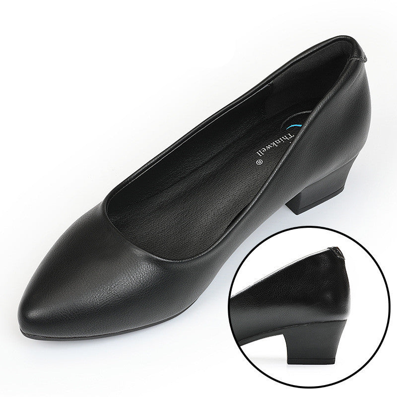 Single Shoes Leather Soft Sole Flat Black