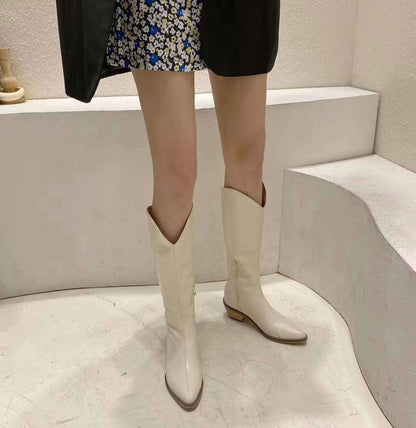 High heels thick heel pointed toe boots