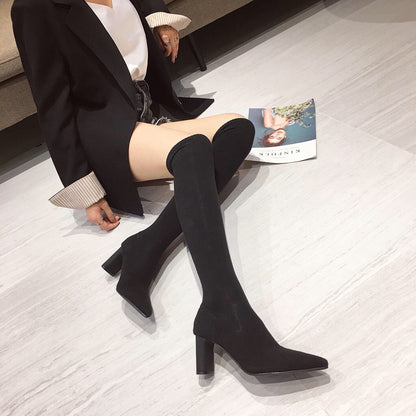 High-heeled knitted sock boots