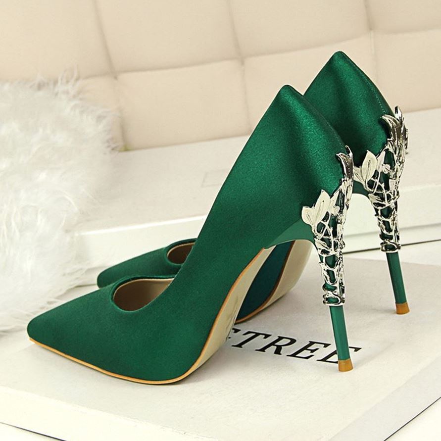 High-heeled women's autumn satin women's shoes