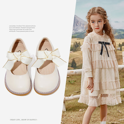 Chaussures de princesse pour enfants, chaussures en cuir pour filles