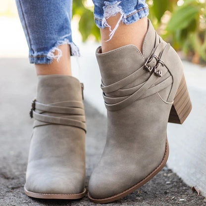 Chunky heel short Martin boots