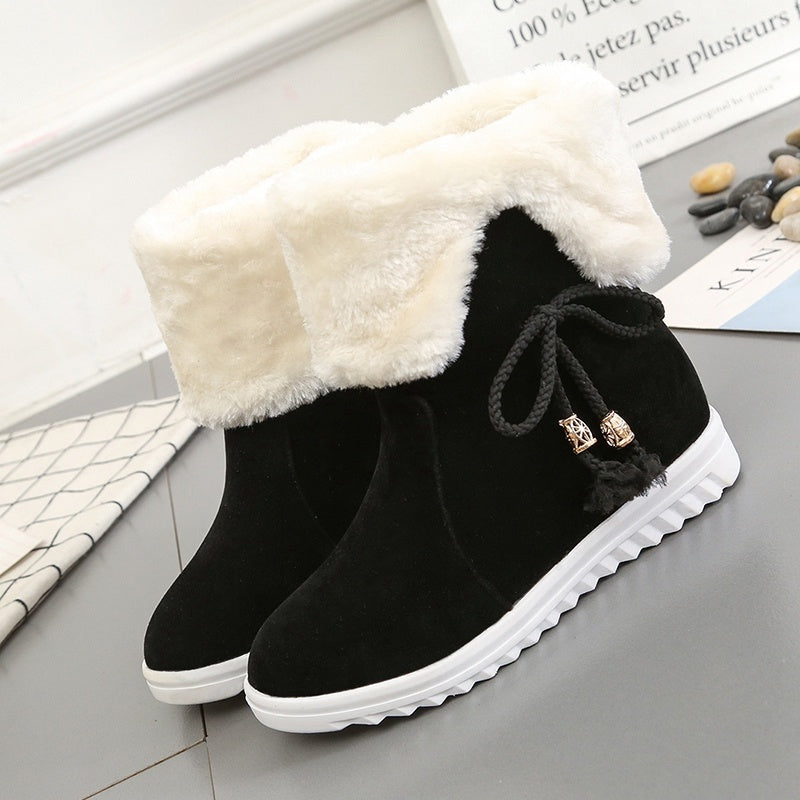 Two-wear cotton shoes with fleece to keep warm