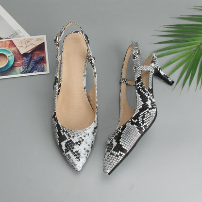 Snake-shaped pointed sandals female baotou with European and American foreign trade large size shoes