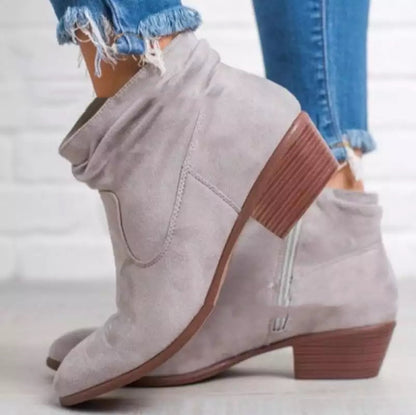 Bottes courtes pointues à fond plat pour femmes, grandes et automne