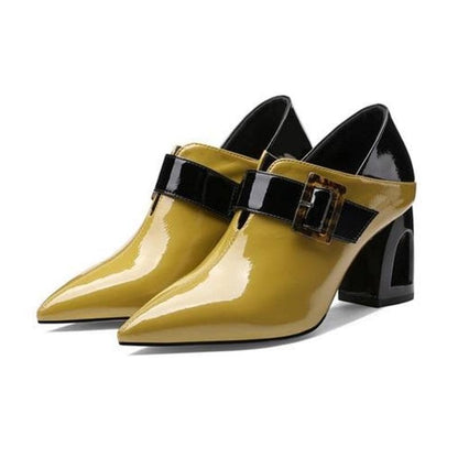 Women's high heel leather shoes