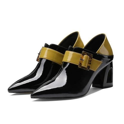 Women's high heel leather shoes