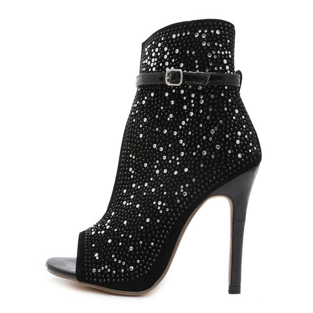 Cutout slim super high heel cool boots